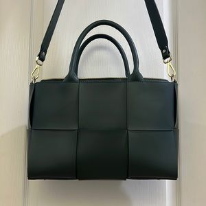 Valentina Fiore Green Leather Tote